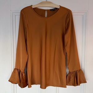 J. Crew Women's Blouse Caramel color with Ruffle Sleeves
